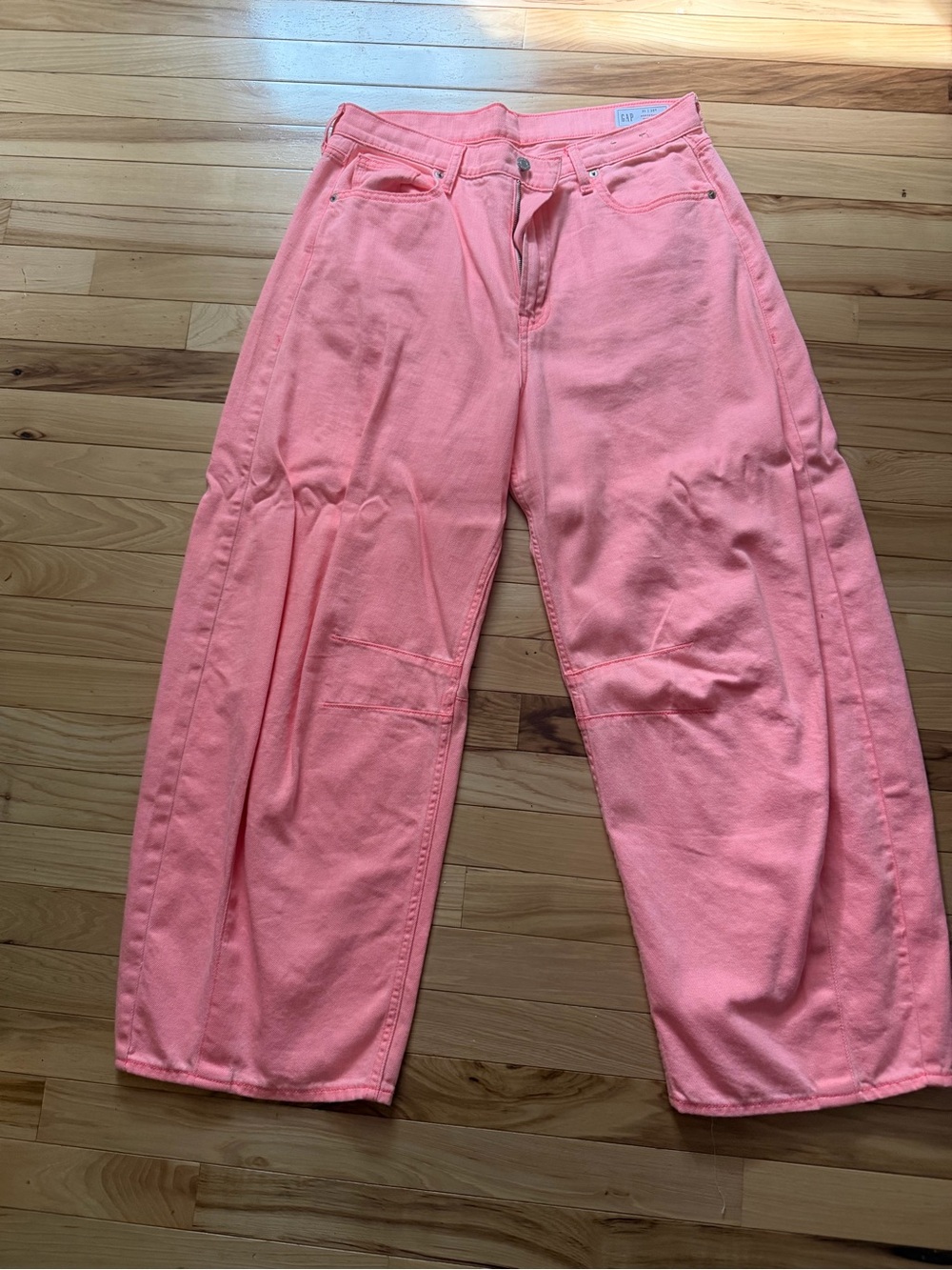GAP Coral-Pink Boyfriend Wide-Leg Jeans